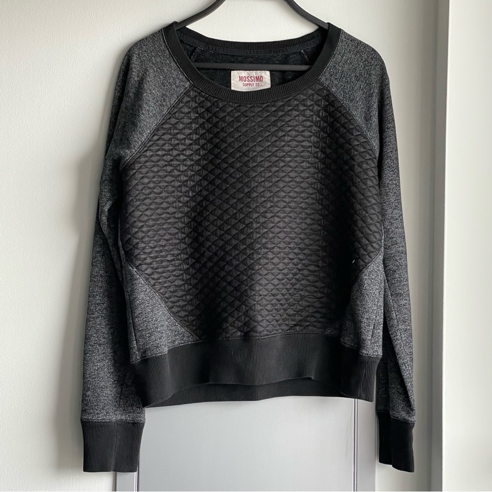 💗 MOSSIMO SUPPLY Co. Charcoal Quilted Crewneck Sweatshirt